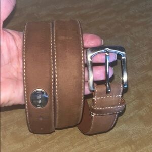 Ping Tan Leather Men's Belt size 38 preowned solid brass buckle